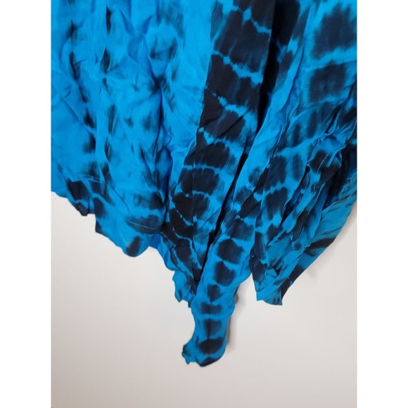 NWT Calessa TURQUOISE Blue/Black TIE DYE Tunic Boho Top 3X SHARKBITE HEM - Picture 5 of 8